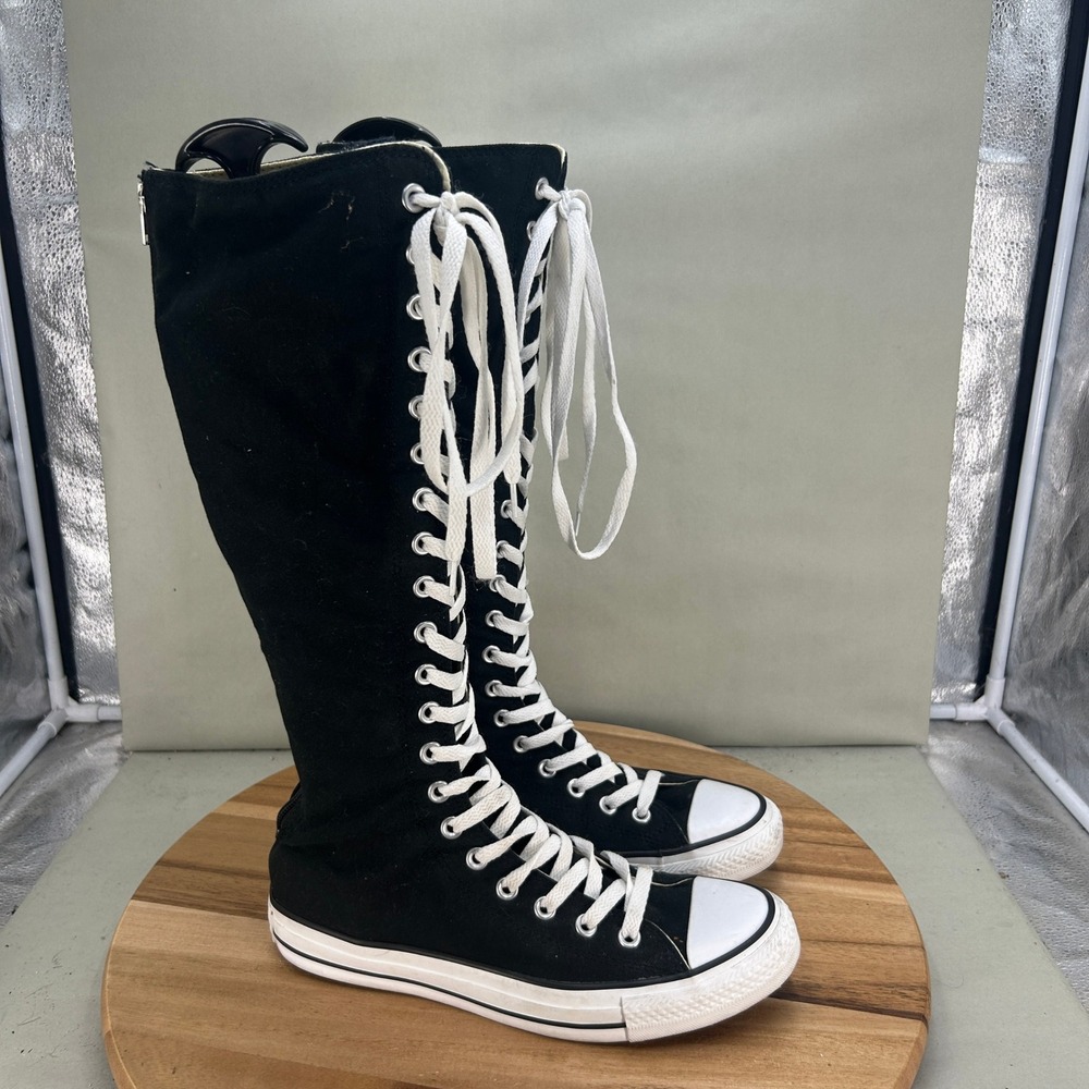 Converse Chuck Taylor All Star XX Hi Knee High Boots Black Canvas Womens Size 10